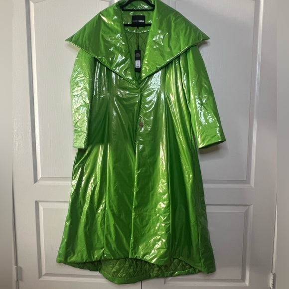 Fashion Nova Jackets & Blazers - NWT- Fashion Nova Chartreuse Vinyl Trench/Rain Coat